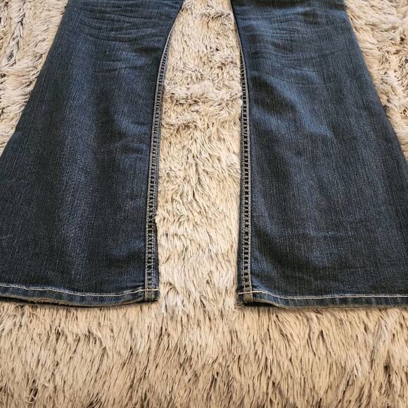 Zara High Rise Flare Leg Denim Jeans Dark Wash Fitted Waist Wide Leg Trousers 4 - Picture 2 of 11